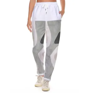 All-Over Print Women's Casual Pants 224 olive of abstract print