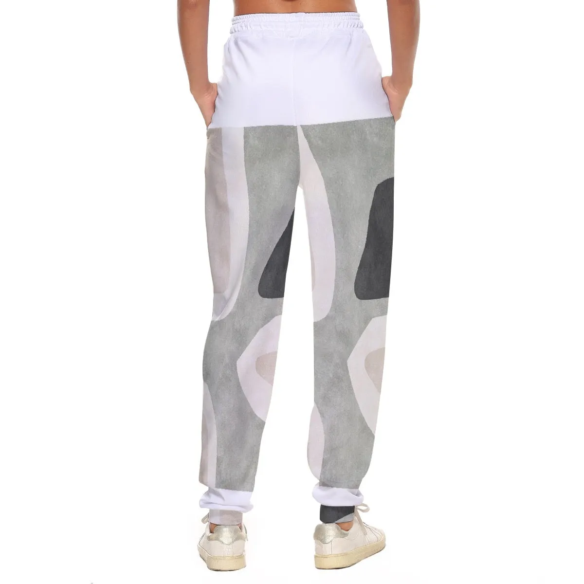 All-Over Print Women's Casual Pants 224 olive of abstract print