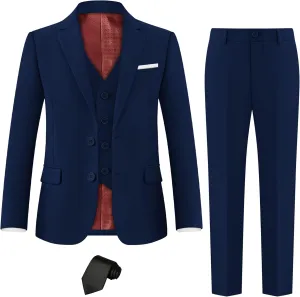 Boys Formal Suits Set, from Toddlers to Teen, Adjustable Waist, with Suspenders