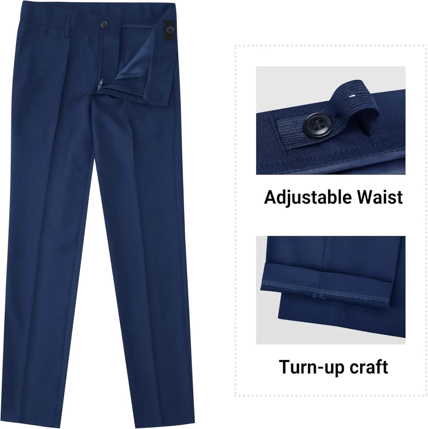 Boys Formal Suits Set, from Toddlers to Teen, Adjustable Waist, with Suspenders