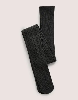 Cable-Knit Tights-Grey