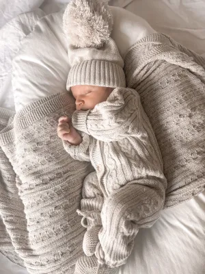 Classic Cable Knit Jumpsuit - Natural