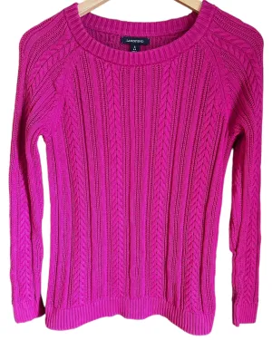 Cool Winter Amaranth Pink Crewneck Cable Knit Sweater