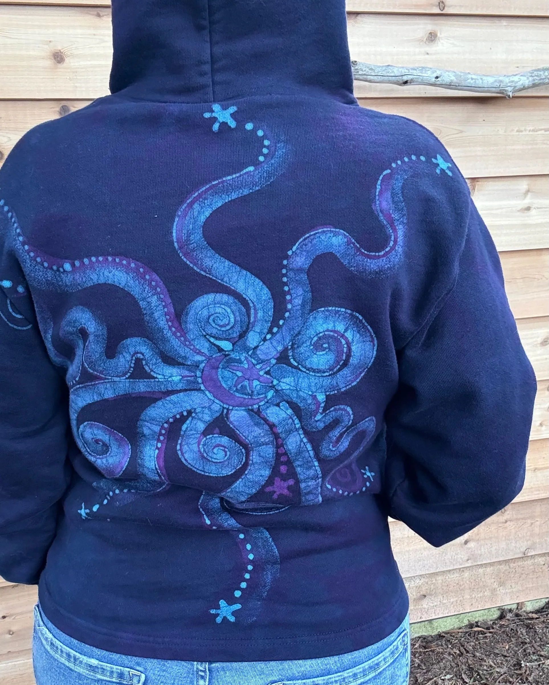 Deep Blue Moonbeams - Pullover Batikwalla Hoodie - One Size -  SALE BASKET SPECIAL