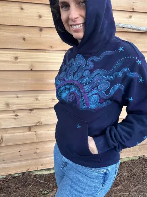 Deep Blue Moonbeams - Pullover Batikwalla Hoodie - One Size -  SALE BASKET SPECIAL
