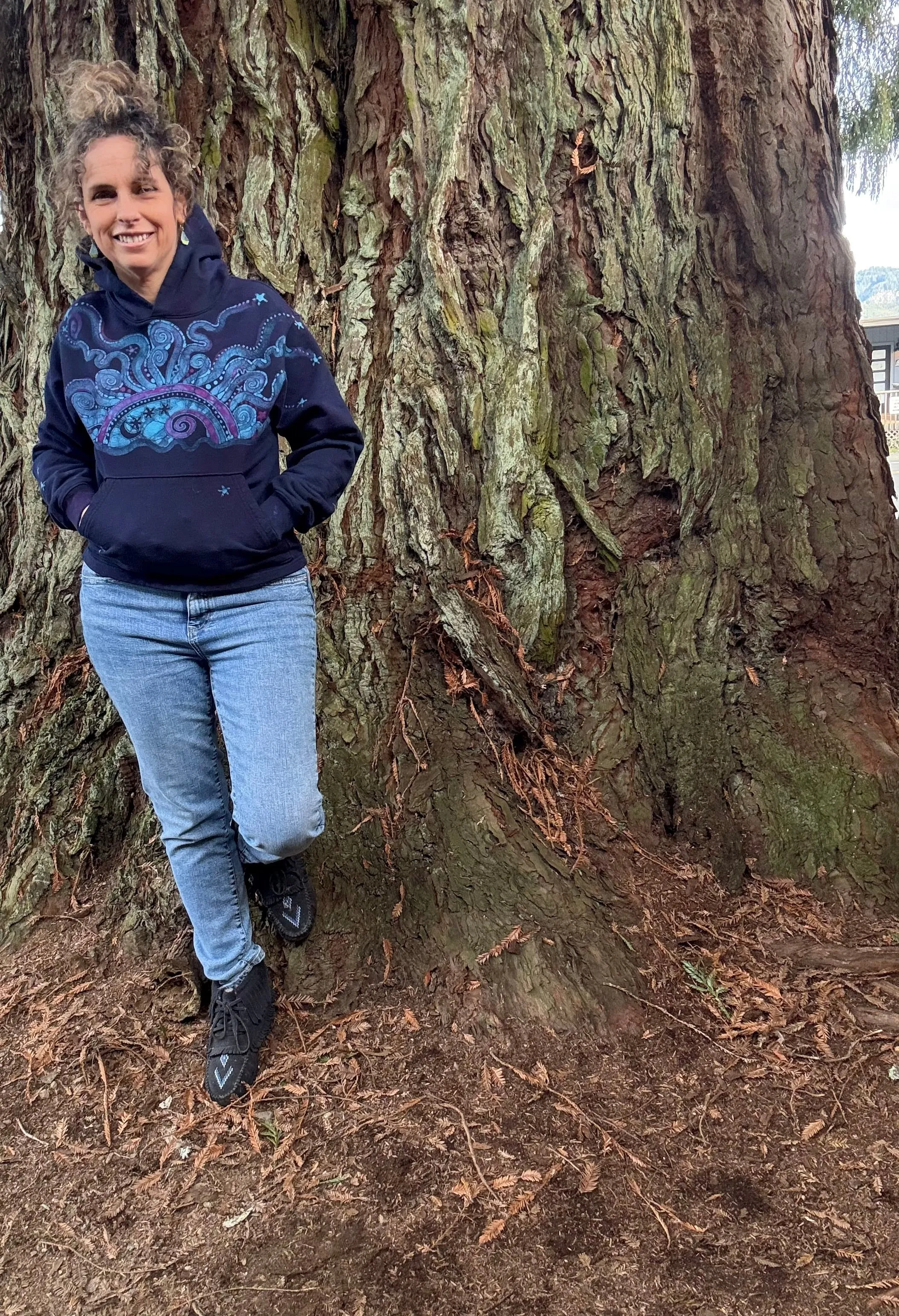 Deep Blue Moonbeams - Pullover Batikwalla Hoodie - One Size -  SALE BASKET SPECIAL