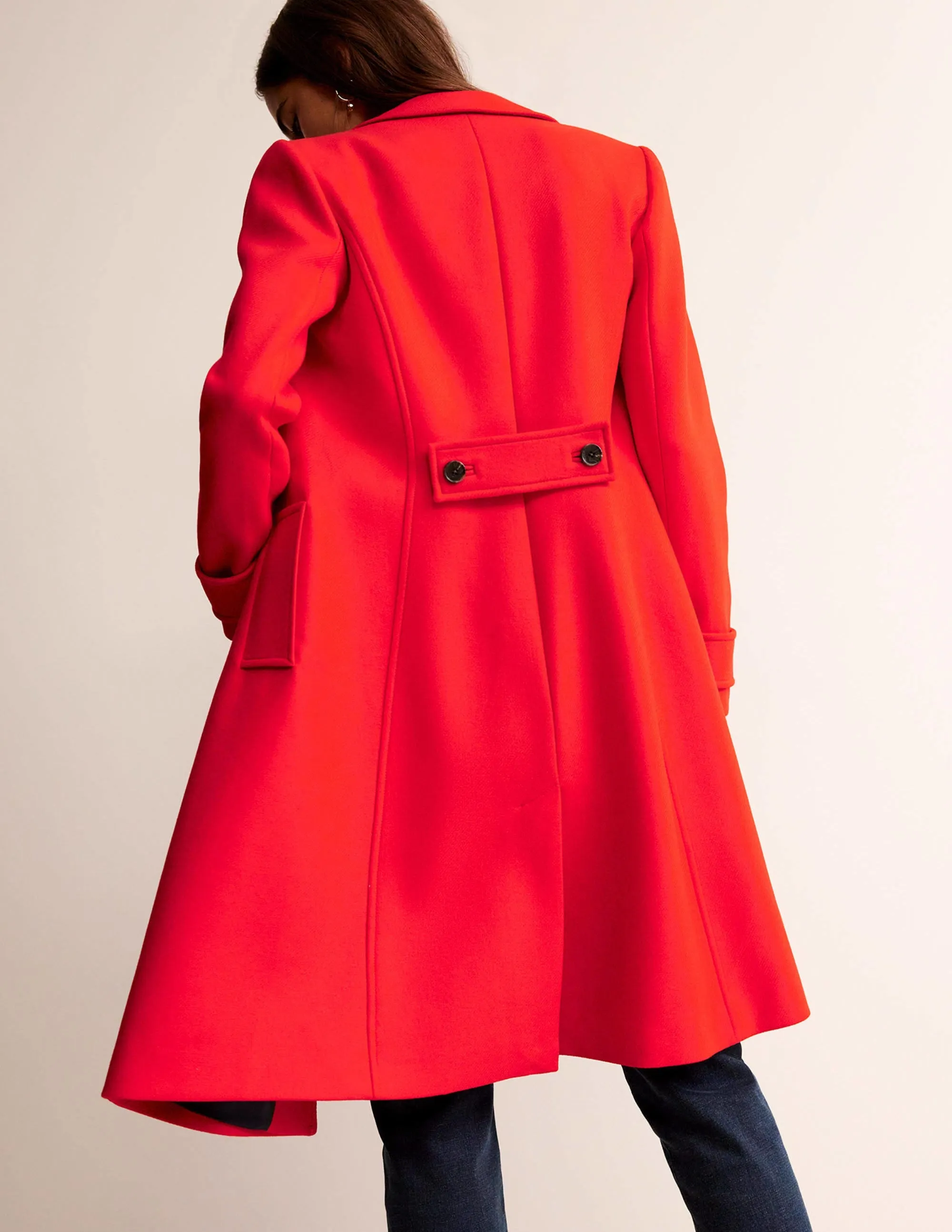 Durham Wool Blend Coat-Red