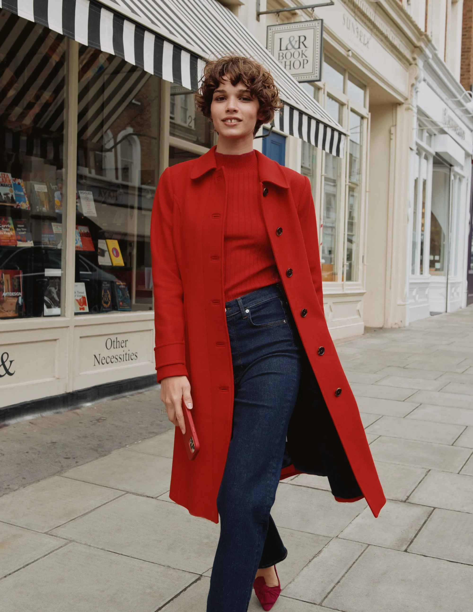 Durham Wool Blend Coat-Red