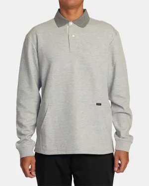 Fairfax Striped Long Sleeve Polo Shirt - Cement