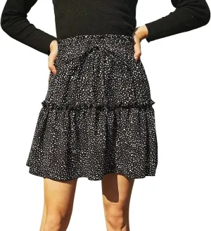 Floral Skirt for Women's Tiered Ruffle Cute Summer Mini Skirt High Waist A line Polka Dot Swing Beach Cute Skirt