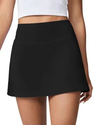 Hugcurve Tennis Skirts for Women with Inner Pockets High Waisted Athletic Skorts for Running Golf Workout Sports