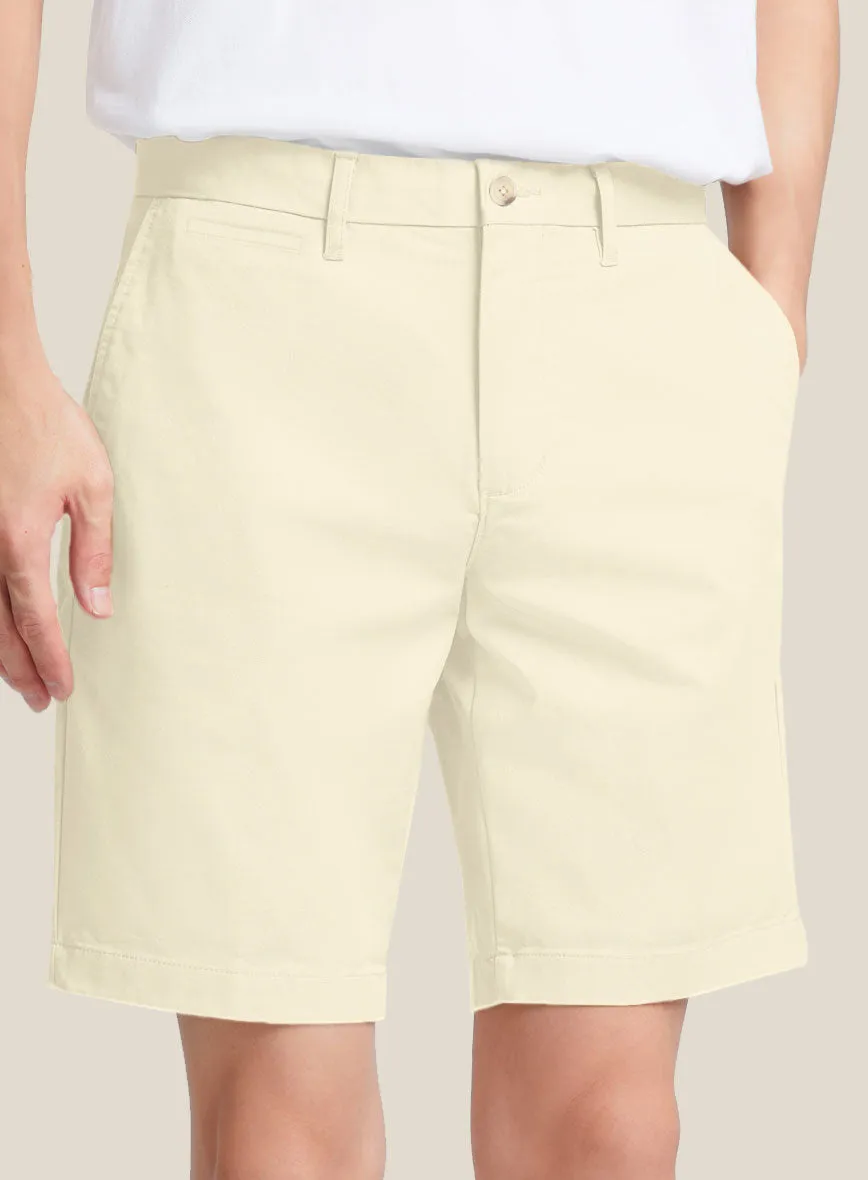 Italian Ivory Cotton Stretch Shorts