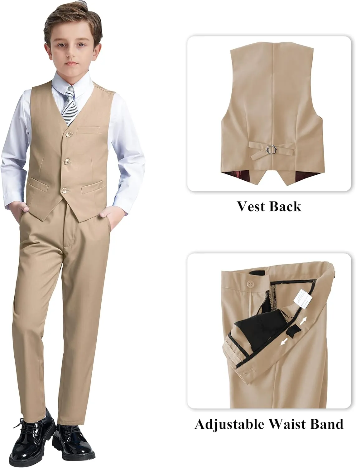 JPF Boy's Formal Suit Set Slim Fit Kids Tuxedo Suits for Wedding Teen Toddler Boy Dress Suit Outfit