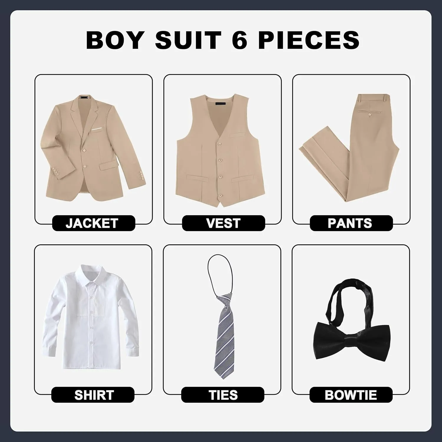 JPF Boy's Formal Suit Set Slim Fit Kids Tuxedo Suits for Wedding Teen Toddler Boy Dress Suit Outfit