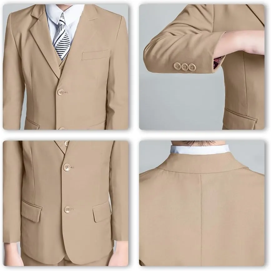 JPF Boy's Formal Suit Set Slim Fit Kids Tuxedo Suits for Wedding Teen Toddler Boy Dress Suit Outfit