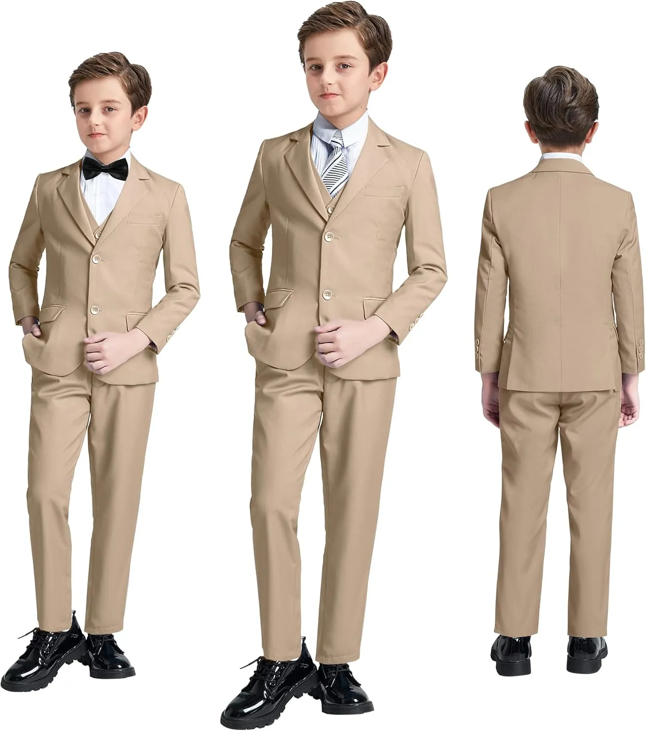 JPF Boy's Formal Suit Set Slim Fit Kids Tuxedo Suits for Wedding Teen Toddler Boy Dress Suit Outfit