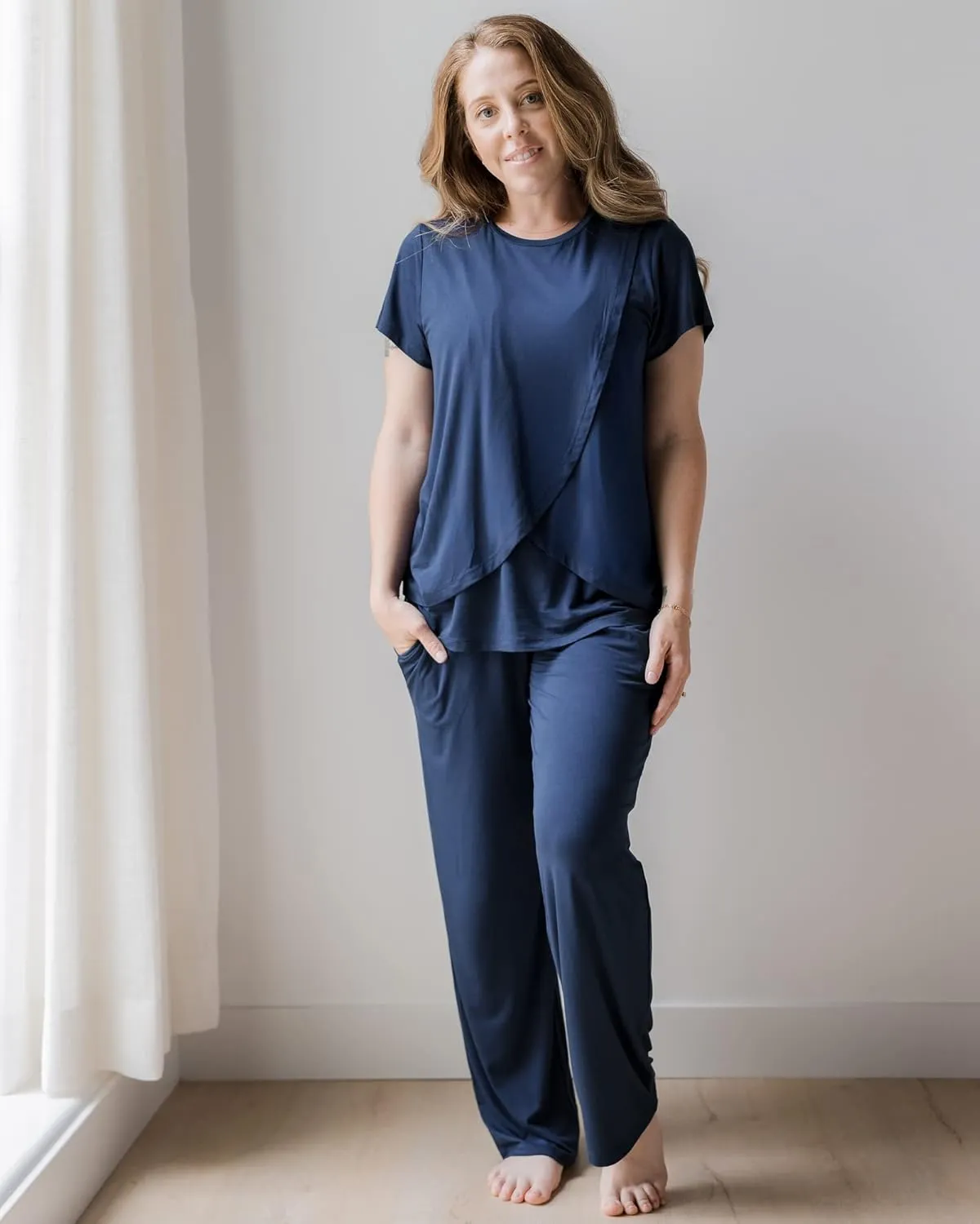 Kindred Bravely Tulip Hem Short Sleeve Maternity & Nursing Pajama Set, Amazon Exclusive