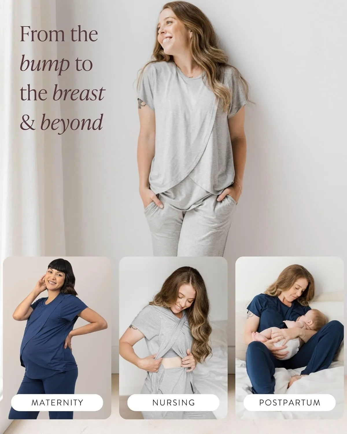 Kindred Bravely Tulip Hem Short Sleeve Maternity & Nursing Pajama Set, Amazon Exclusive