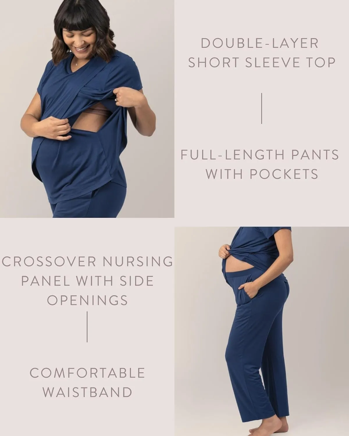 Kindred Bravely Tulip Hem Short Sleeve Maternity & Nursing Pajama Set, Amazon Exclusive