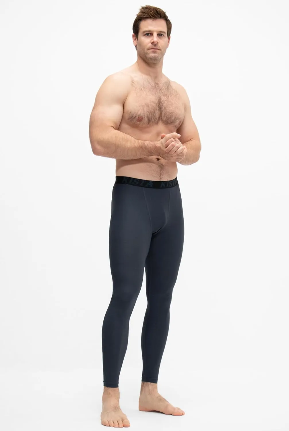 KISTA 2 Pack Men's Compression Pants Running Tights Workout Leggings, Cool Dry Technical Sports Baselayer