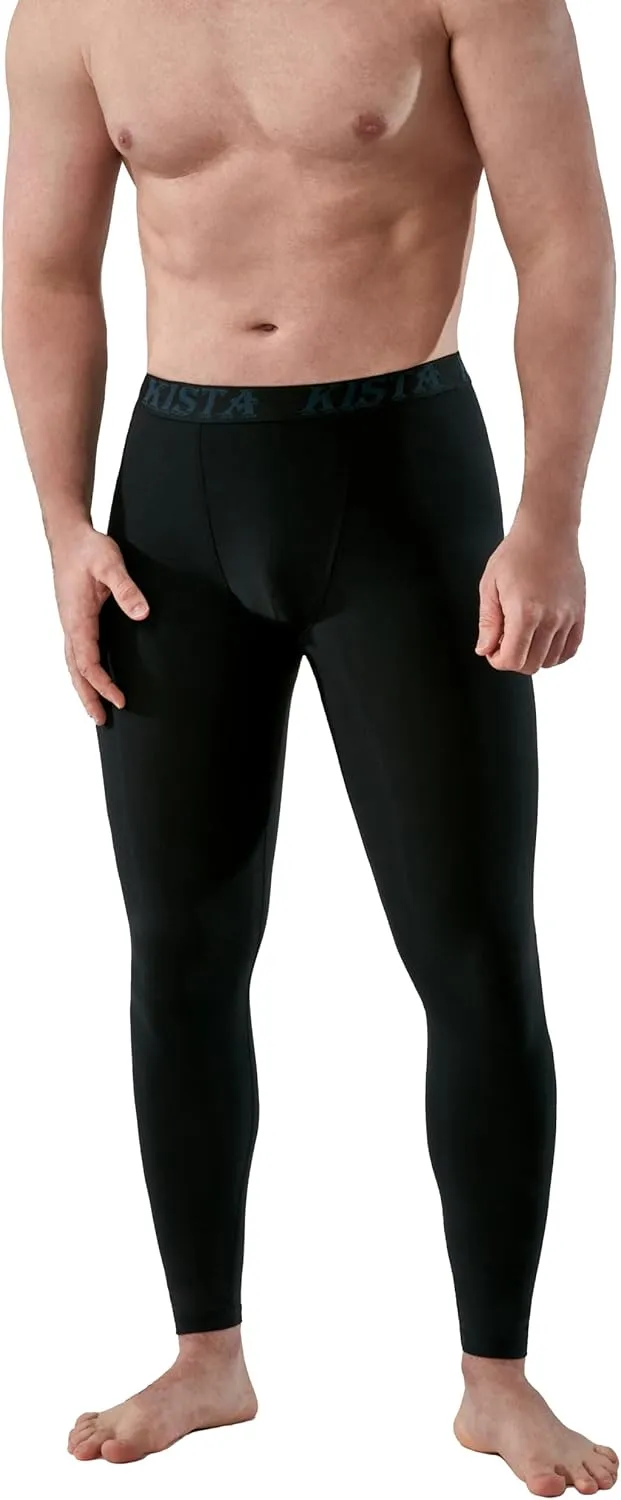 KISTA 2 Pack Men's Compression Pants Running Tights Workout Leggings, Cool Dry Technical Sports Baselayer