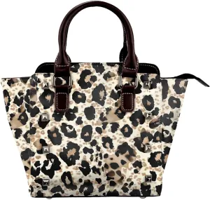 Leather Shoulder Bag for Women, Retro Giraffe Print Studded Purse Animal Leopard Skin Crossbody Handbags Punk Hobo Bag with Adjustable Strap