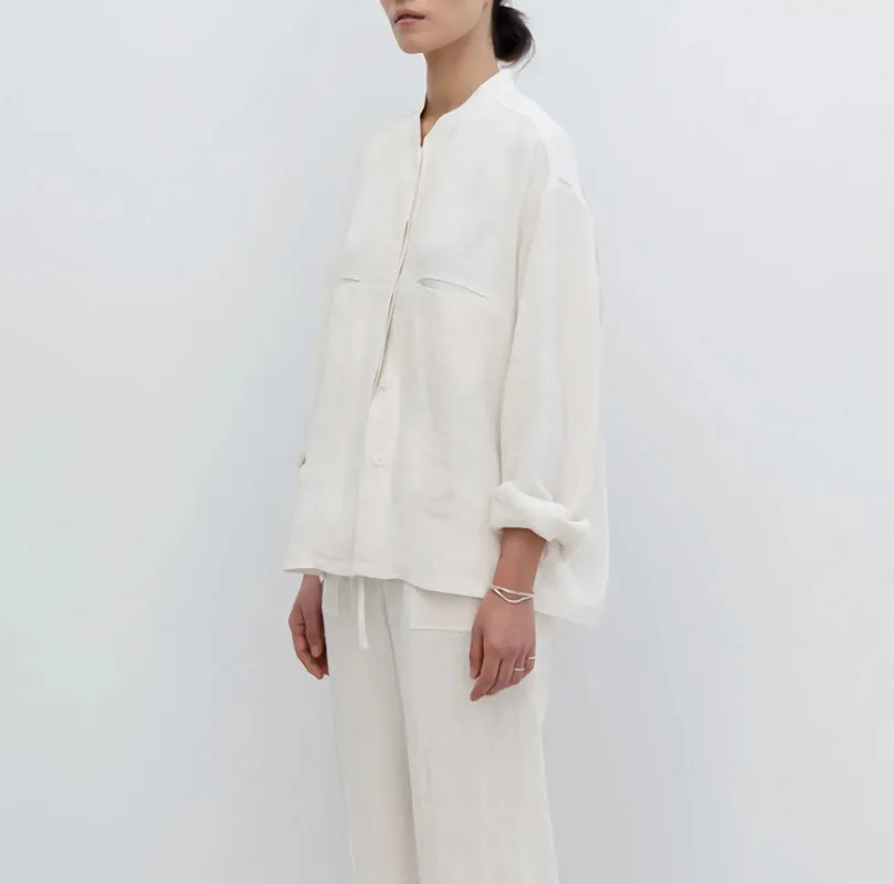 Linen Casual Long Sleeve Button-Up Blouse