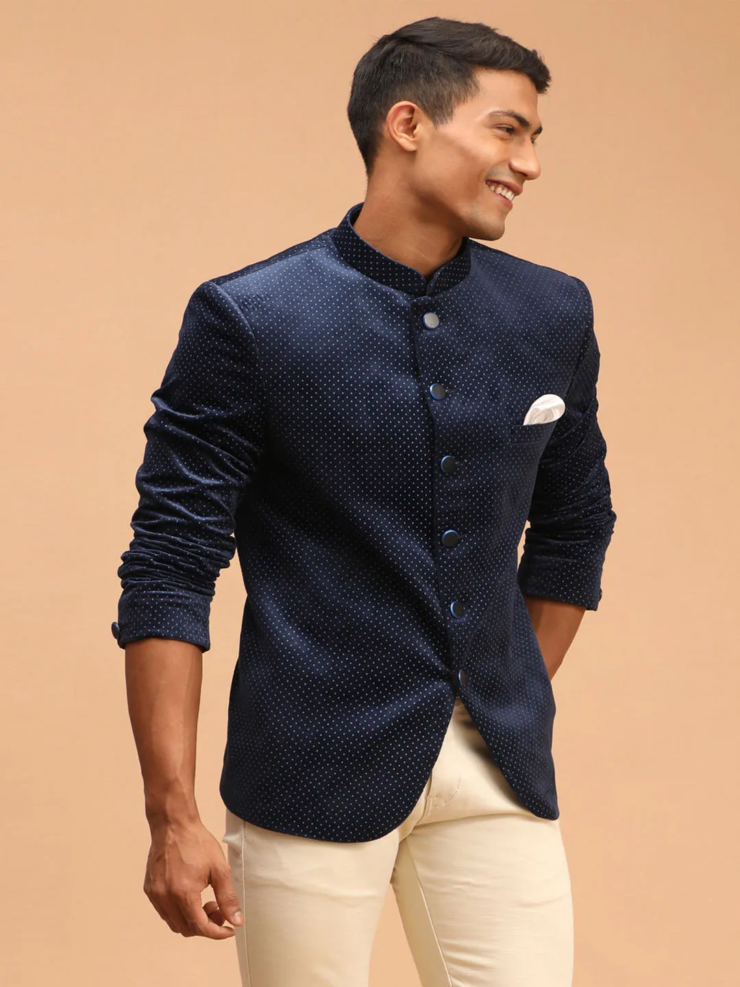 Men's Blue Velvet Jodhpuri - Shrestha By Vastramay