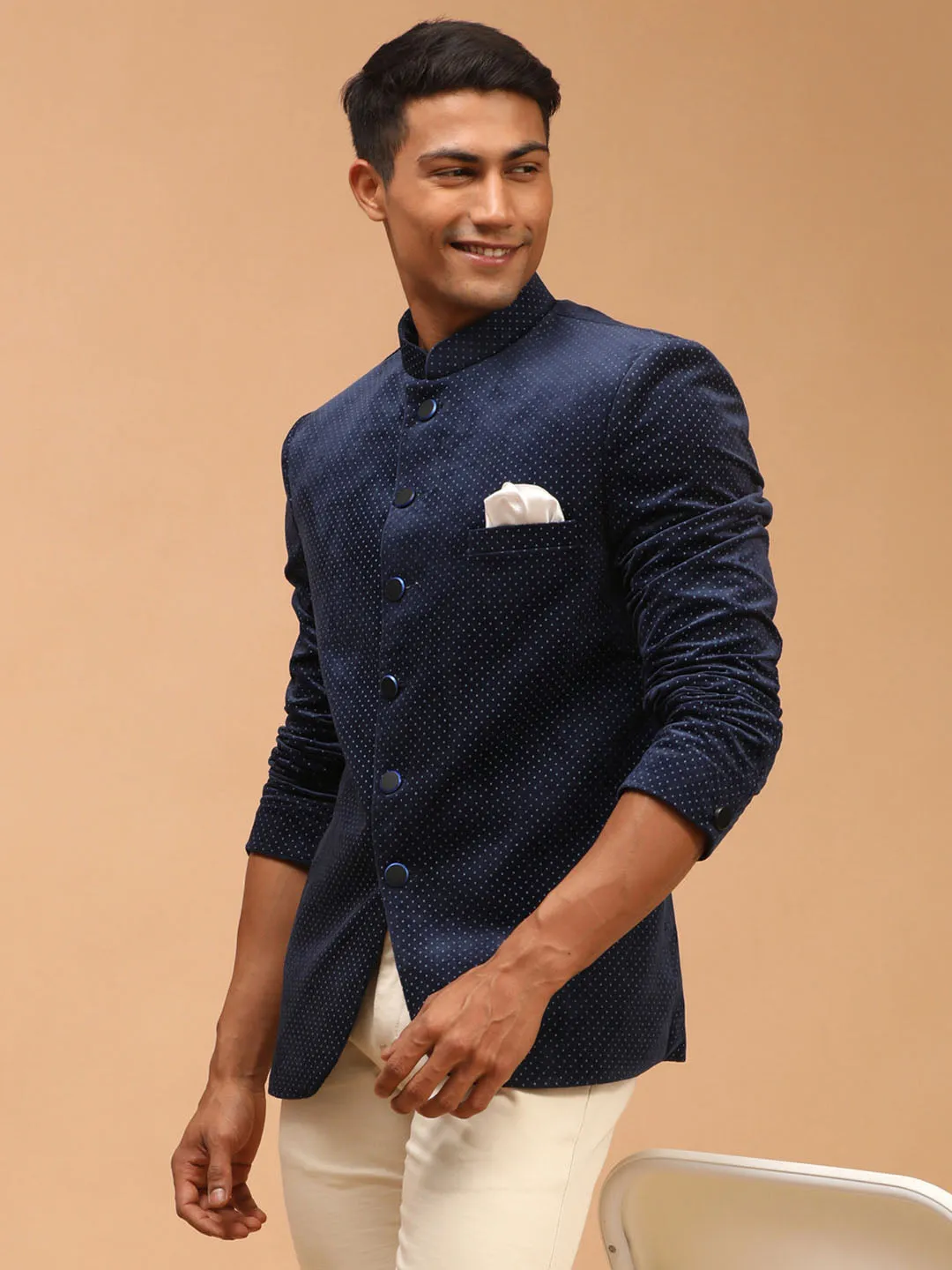 Men's Blue Velvet Jodhpuri - Shrestha By Vastramay