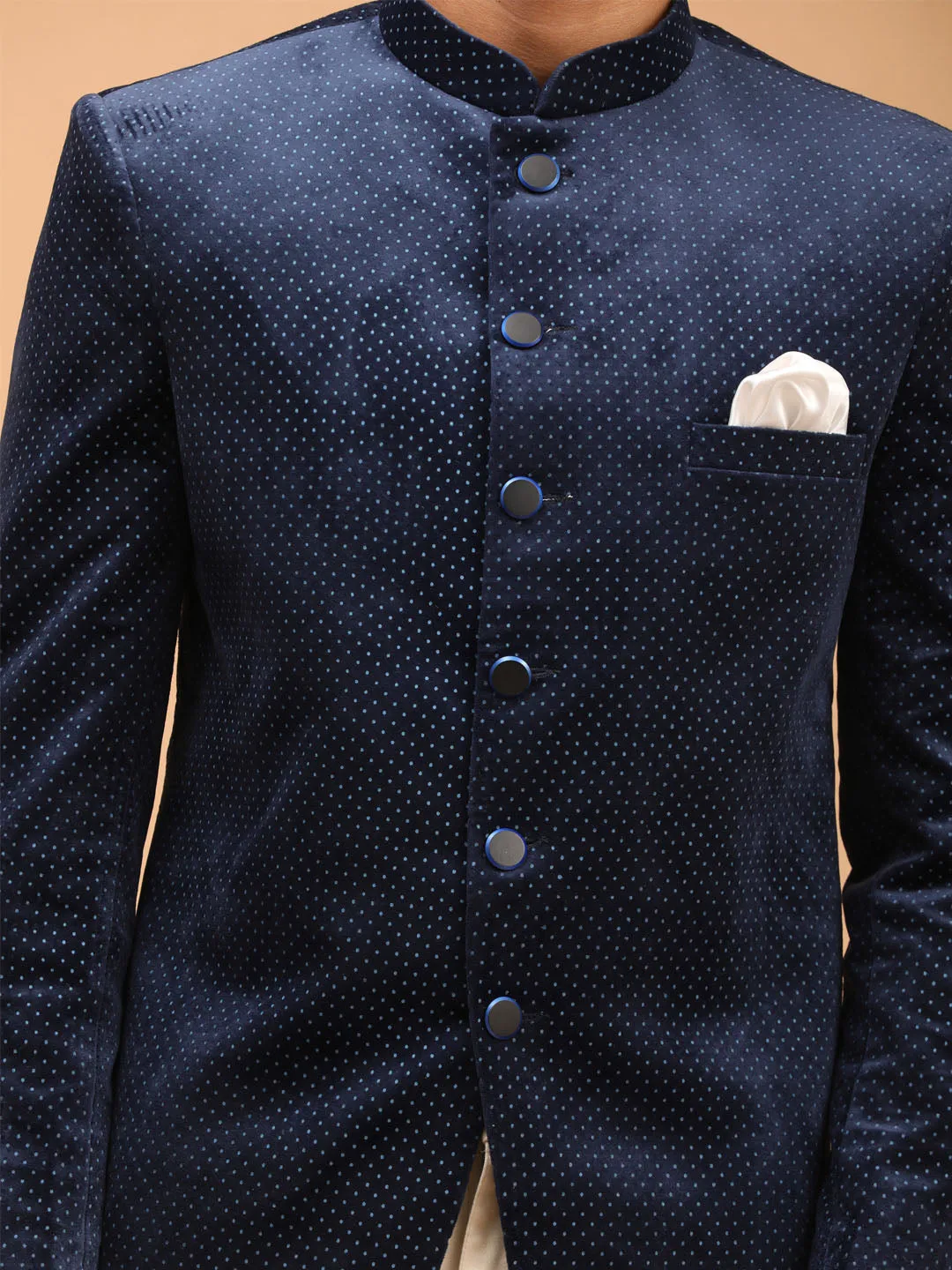 Men's Blue Velvet Jodhpuri - Shrestha By Vastramay
