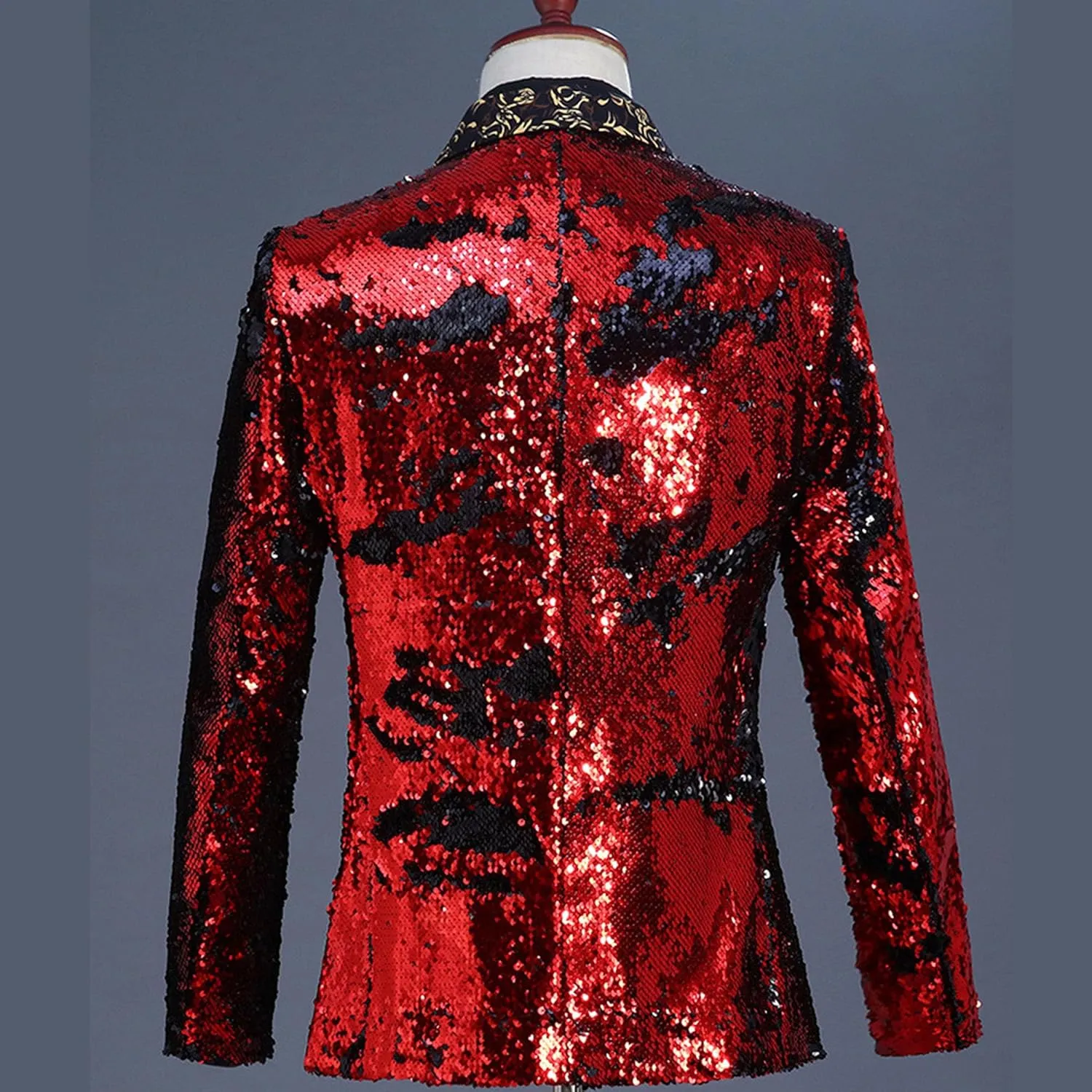 Mens Sequin Blazer Tuxedo Party Prom Fashion Metallic Jacket Shiny Outfit Wedding Tuxedo One Button Jacket