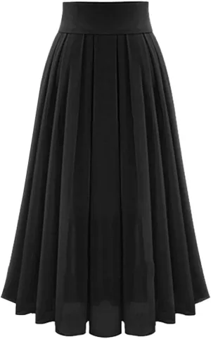 Midi Skirts for Women High Waist Pleated A-Line Swing Skirt Midi Skirts Ruffle Layered Pleated Toddler Ballet