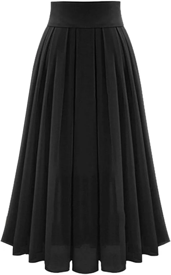 Midi Skirts for Women High Waist Pleated A-Line Swing Skirt Midi Skirts Ruffle Layered Pleated Toddler Ballet