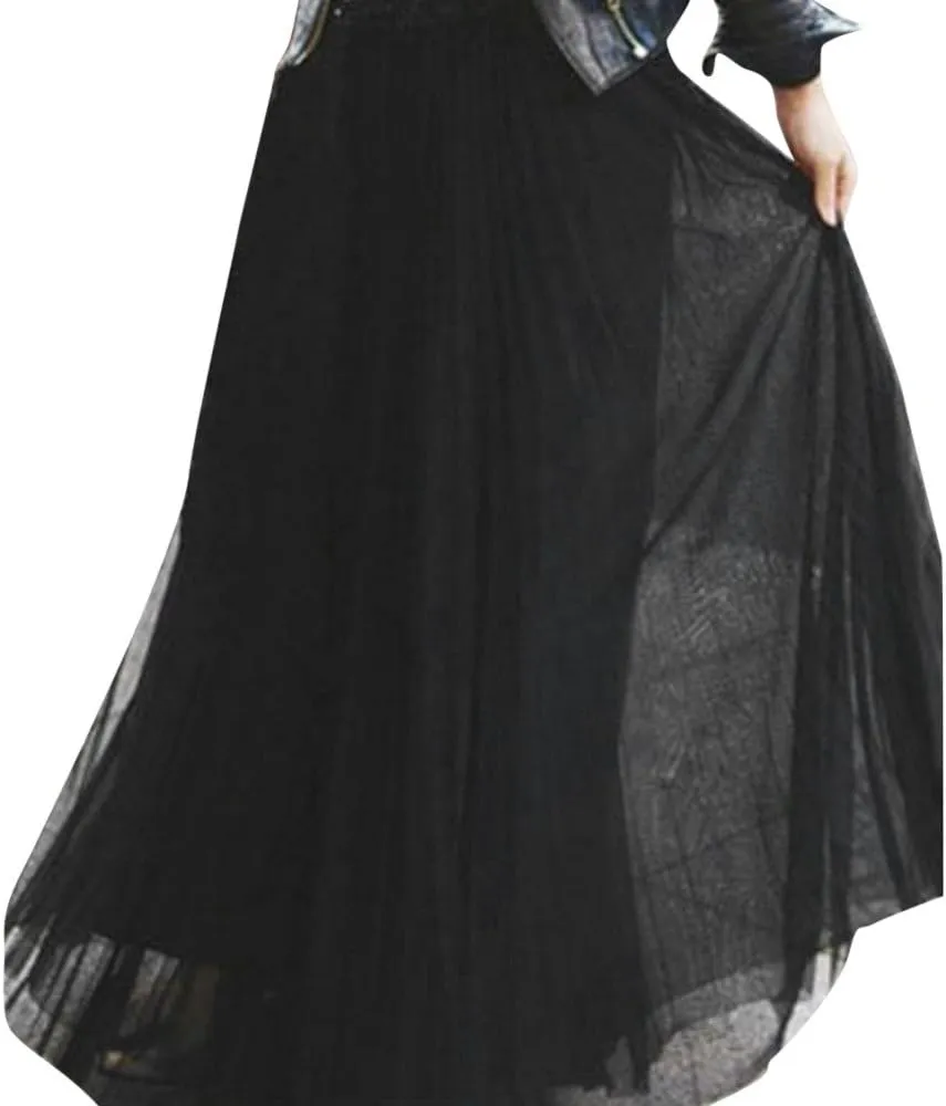 Midi Skirts for Women High Waist Pleated A-Line Swing Skirt Midi Skirts Ruffle Layered Pleated Toddler Ballet