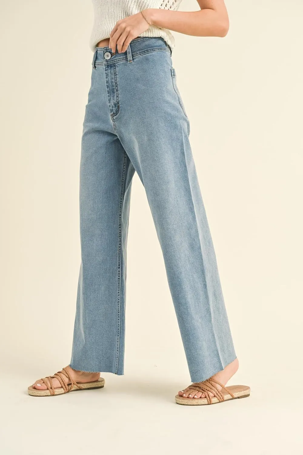 Miou Muse - Straight Wide Leg Denim Pants - MMP623