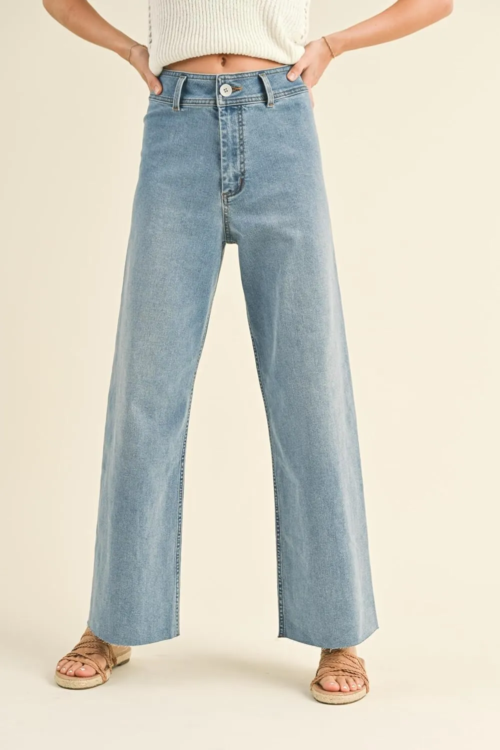 Miou Muse - Straight Wide Leg Denim Pants - MMP623