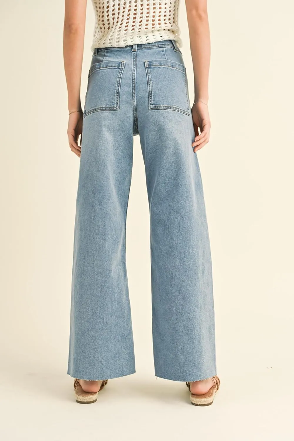 Miou Muse - Straight Wide Leg Denim Pants - MMP623