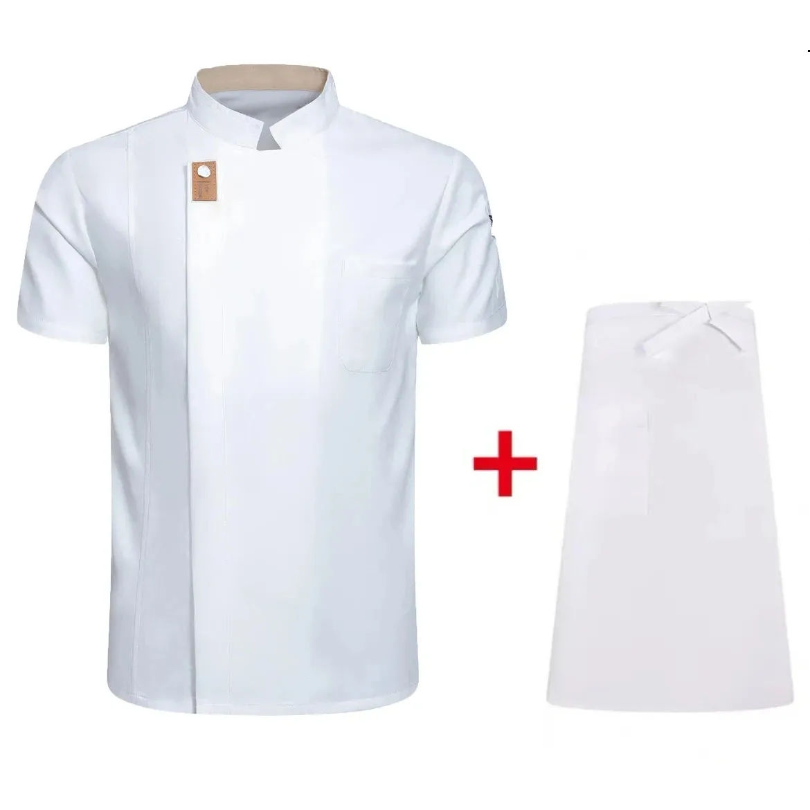 New Men Women Chef Jacket  Short Sleeve Cook Shirt Bakery Restaurant Waiter Uniform Top