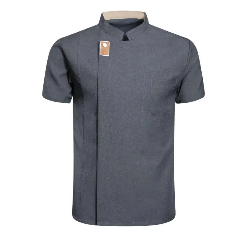 New Men Women Chef Jacket  Short Sleeve Cook Shirt Bakery Restaurant Waiter Uniform Top