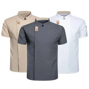 New Men Women Chef Jacket  Short Sleeve Cook Shirt Bakery Restaurant Waiter Uniform Top