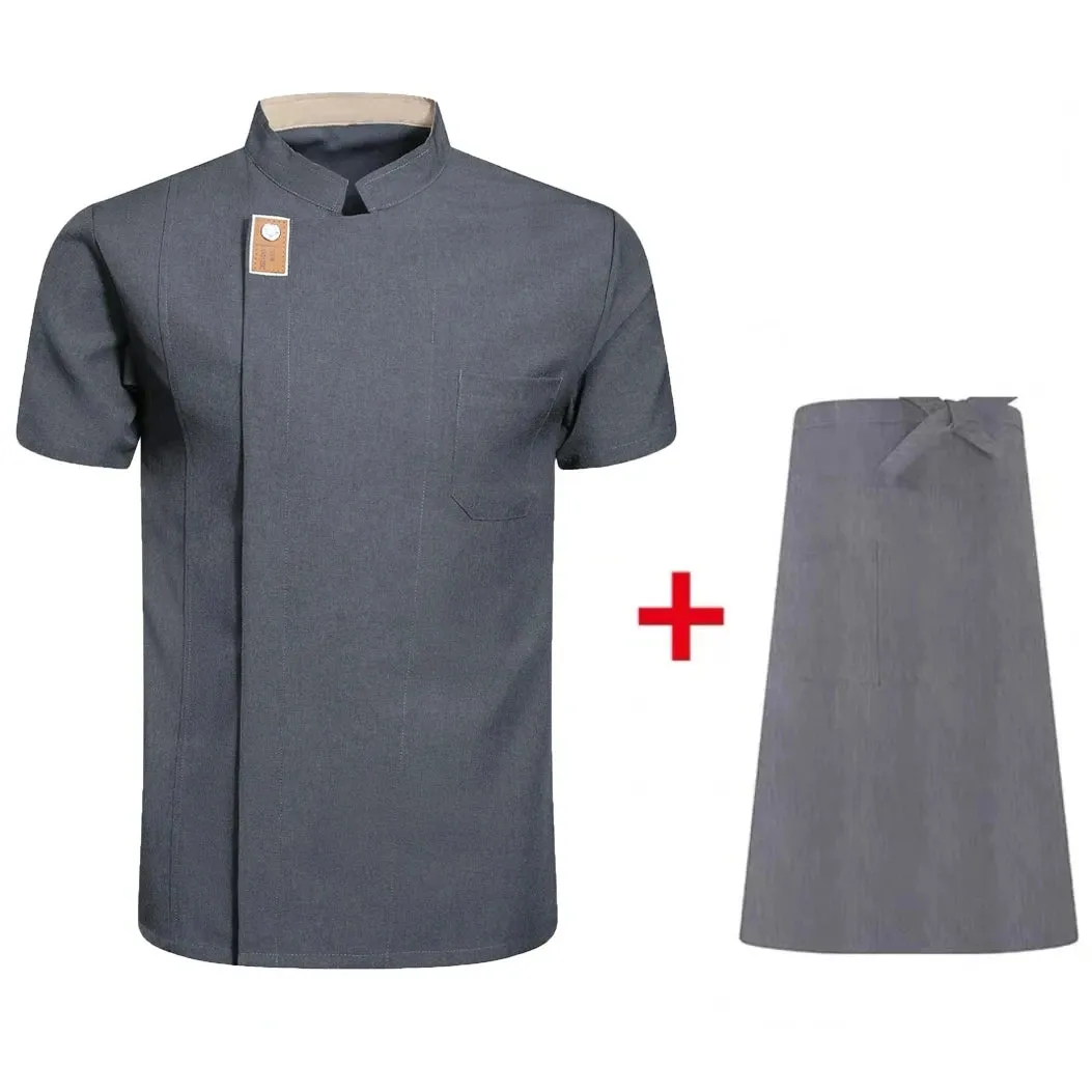 New Men Women Chef Jacket  Short Sleeve Cook Shirt Bakery Restaurant Waiter Uniform Top