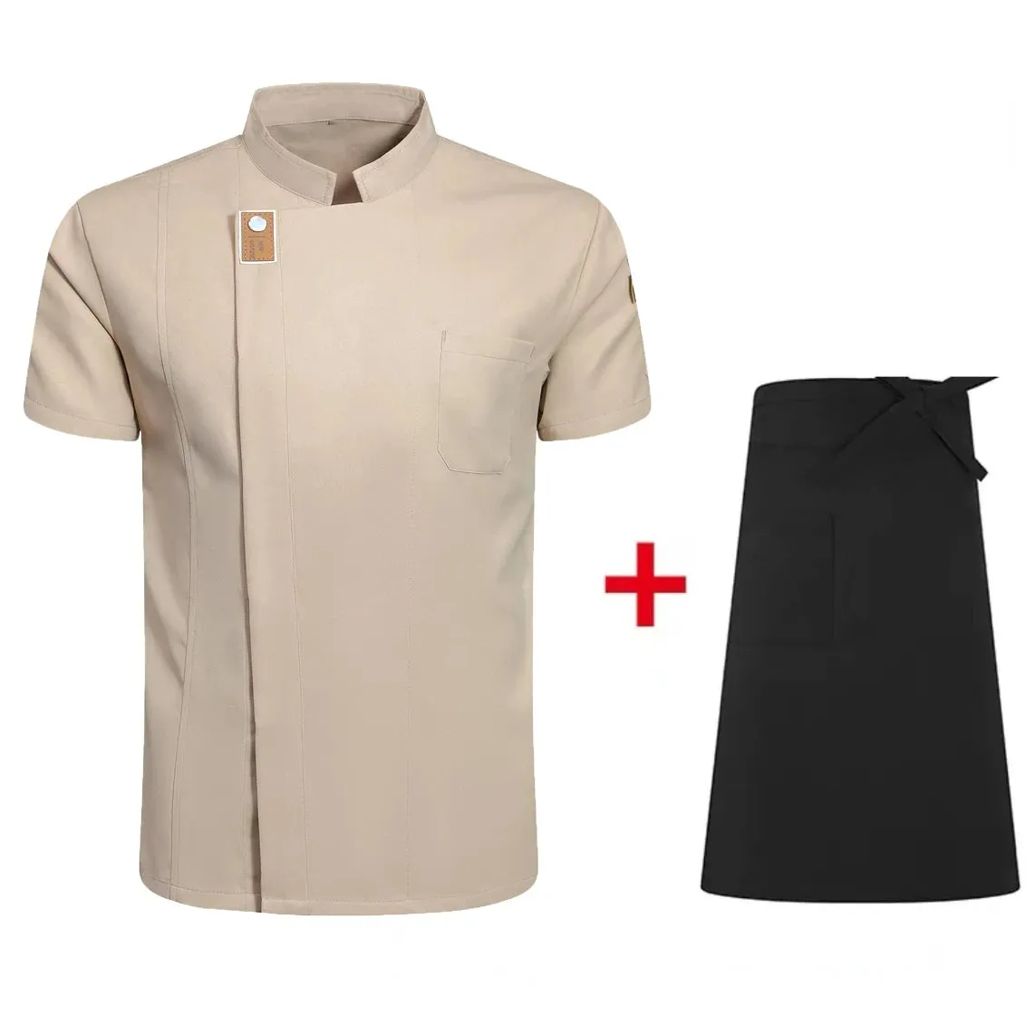 New Men Women Chef Jacket  Short Sleeve Cook Shirt Bakery Restaurant Waiter Uniform Top