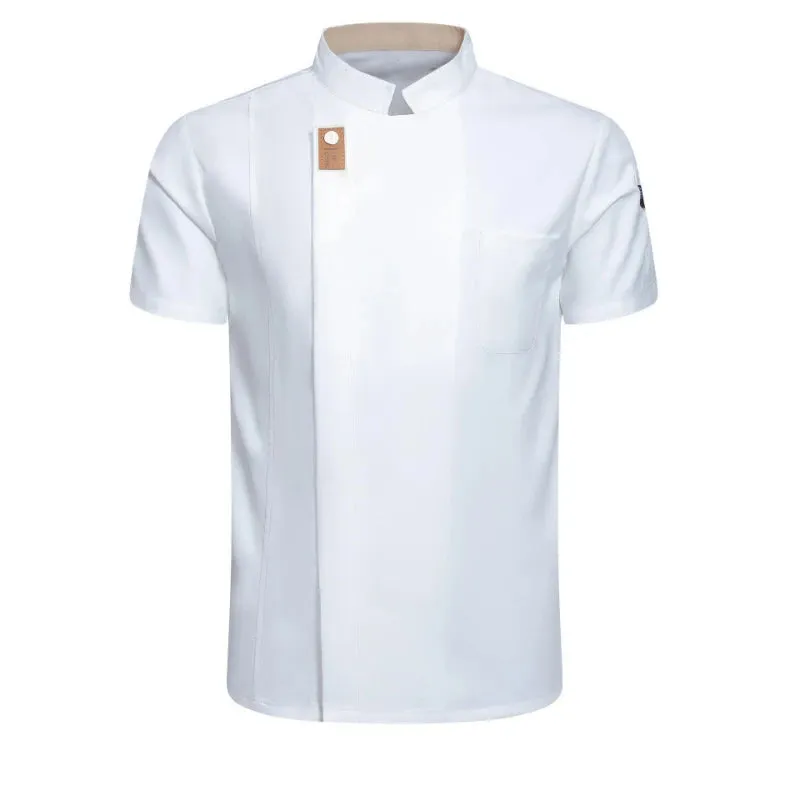 New Men Women Chef Jacket  Short Sleeve Cook Shirt Bakery Restaurant Waiter Uniform Top
