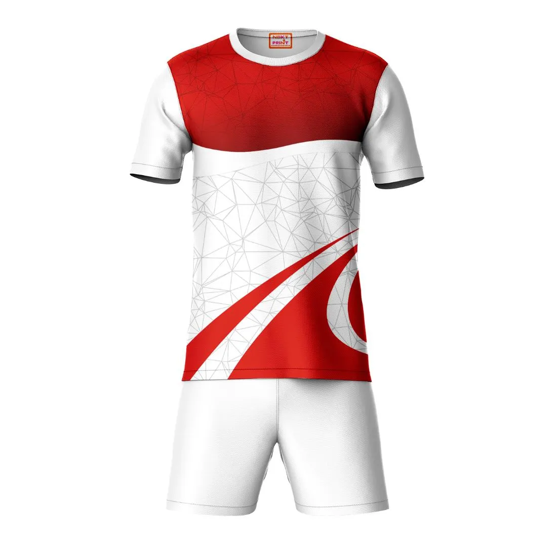 Next Print Round neck jersey white with shorts NPTS103