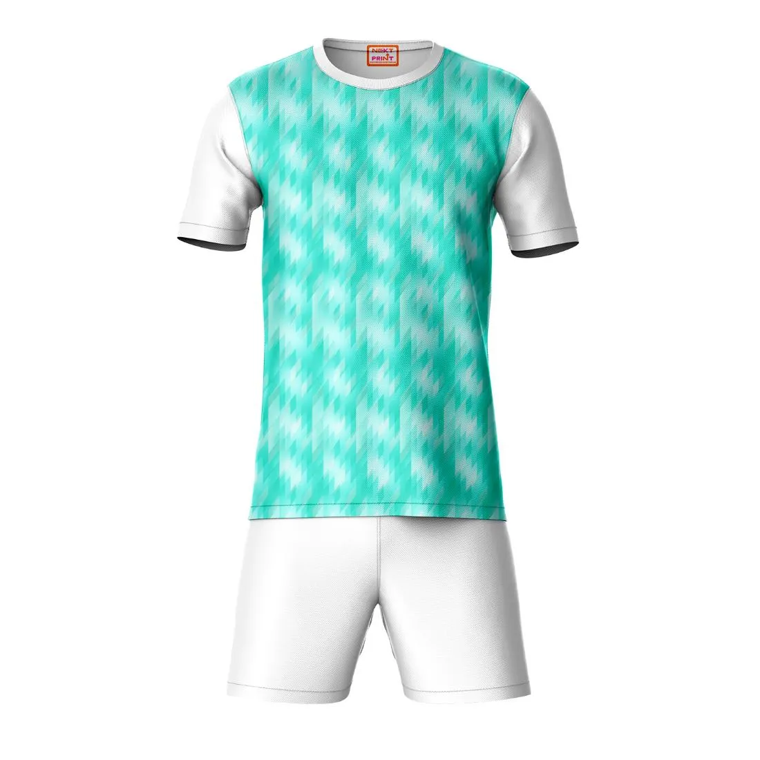 Next Print Round neck jersey white with shorts NPTS33