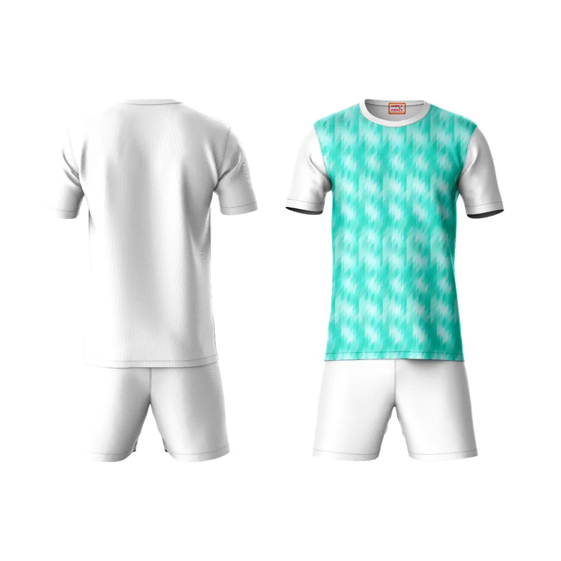 Next Print Round neck jersey white with shorts NPTS33