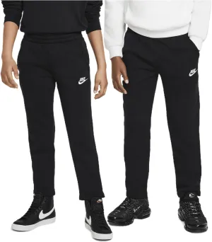 Nike Sportswear Club Fleece Big Kids' Open-Hem Pants (FD3010-010, Black/White)