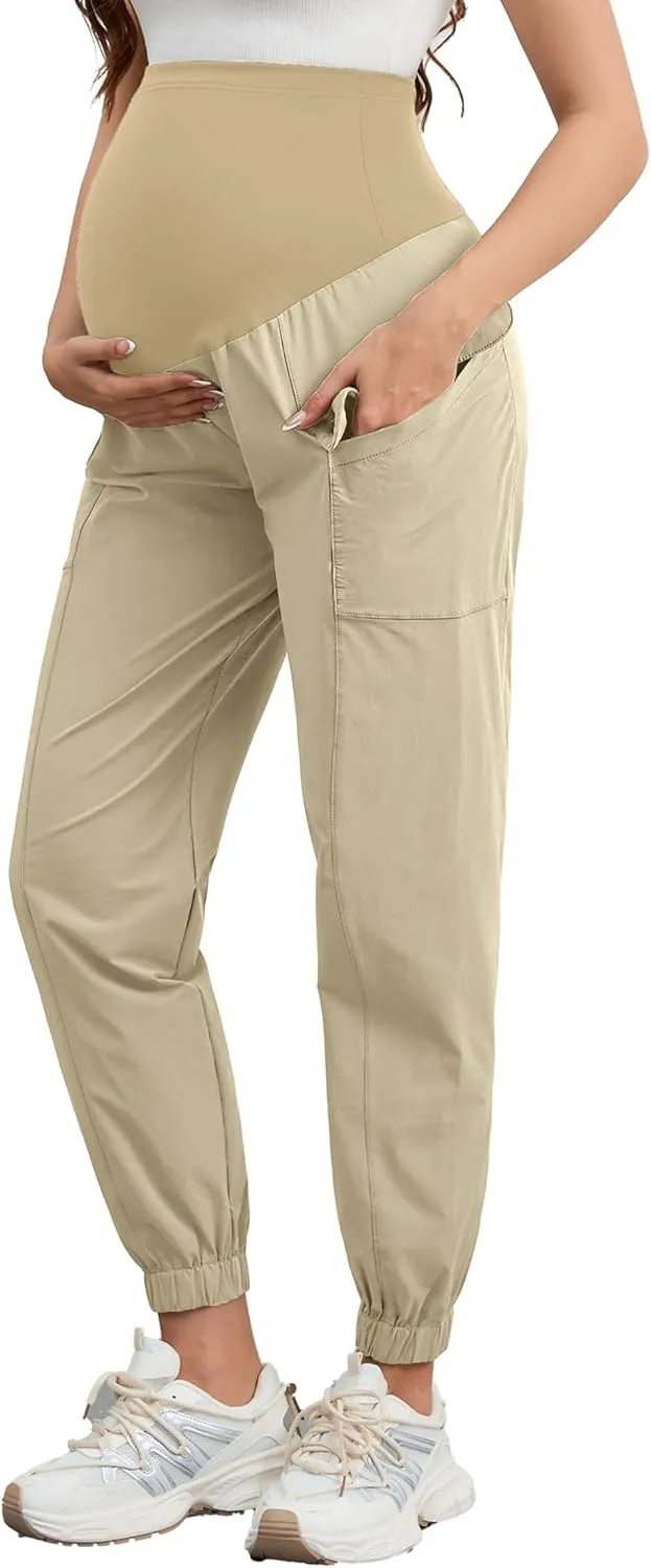PACBREEZE Women's Maternity Cargo Joggers Quick-Dry Hiking Pants Active Outdoor Casual Pregnancy Sweatpants