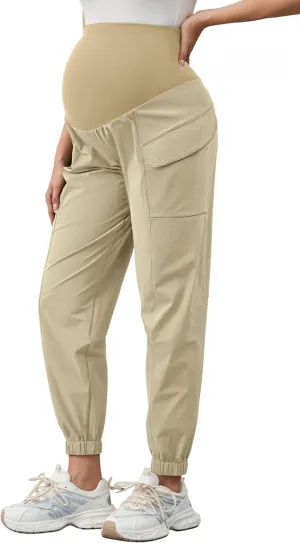 PACBREEZE Women's Maternity Cargo Joggers Quick-Dry Hiking Pants Active Outdoor Casual Pregnancy Sweatpants