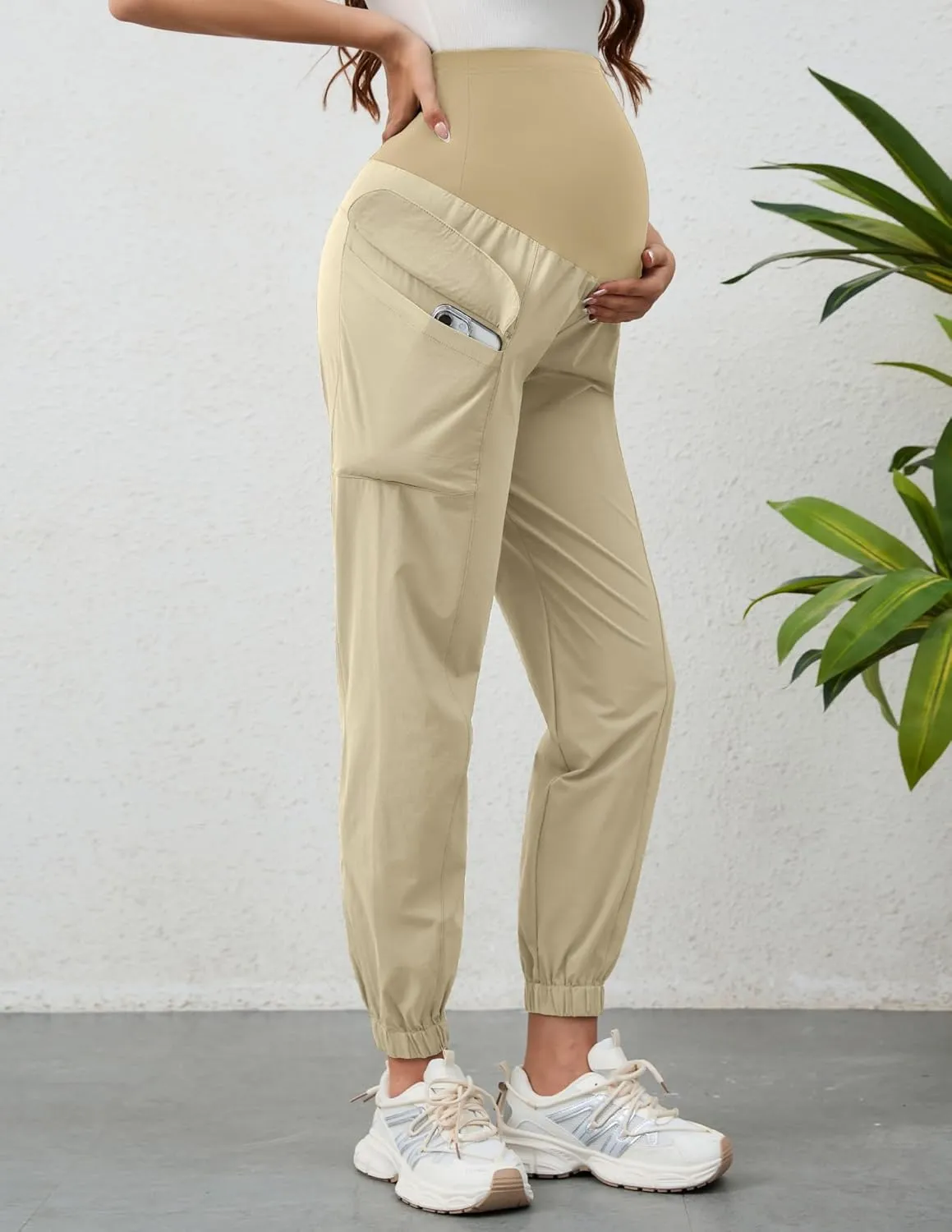 PACBREEZE Women's Maternity Cargo Joggers Quick-Dry Hiking Pants Active Outdoor Casual Pregnancy Sweatpants